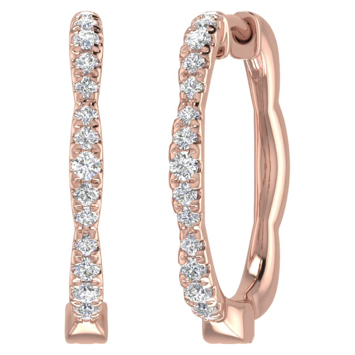 1/4 Carat Diamond Hoop Earrings in 10K Rose Gold H2234