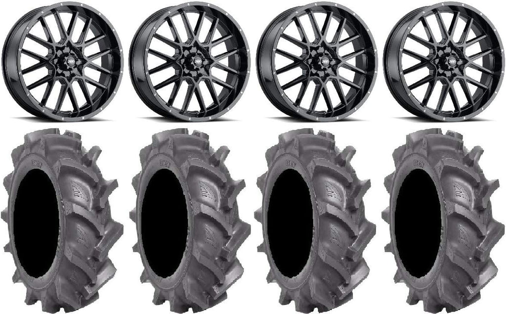 Black Wheels and Tires 4x156 Bolt Pattern 12mmx1.5 Lug Kit T336