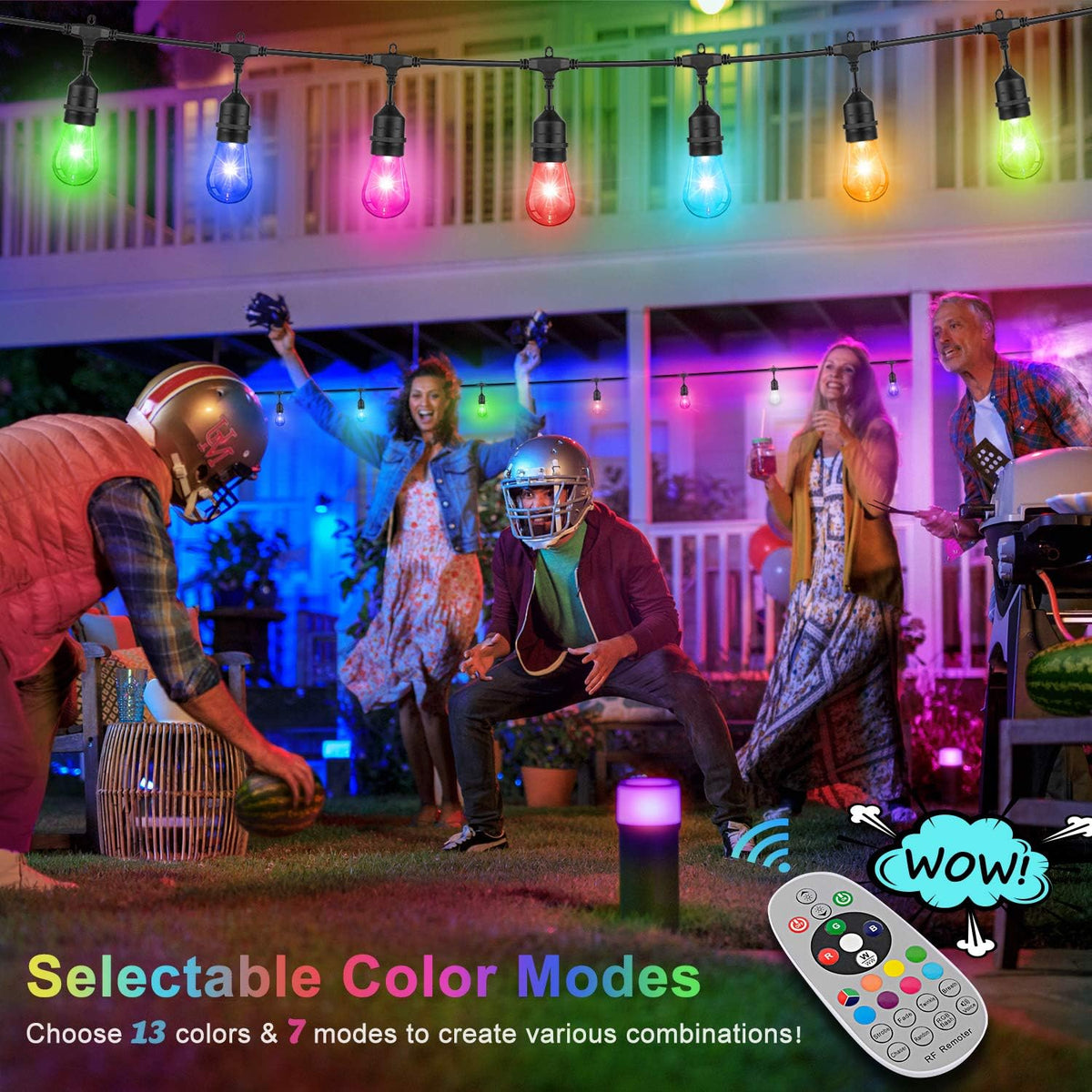 2-Pack RGB Outdoor String Lights with S14 Edison Bulbs 96FT D81043