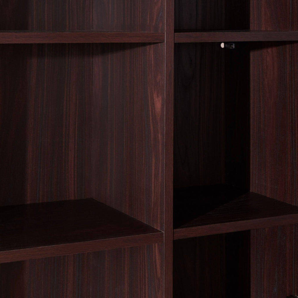 2-Piece Coffee Brown Desk and Bookcase V764