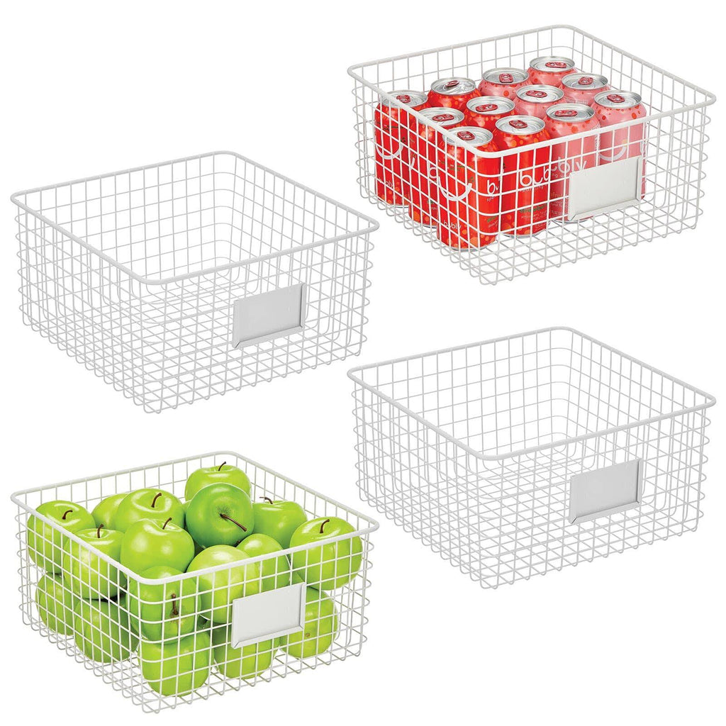 Metal Wire Food Organizer Storage Baskets with Label Slot P9604