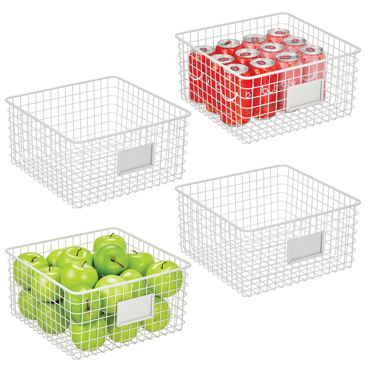 Metal Wire Food Organizer Storage Baskets with Label Slot P9604