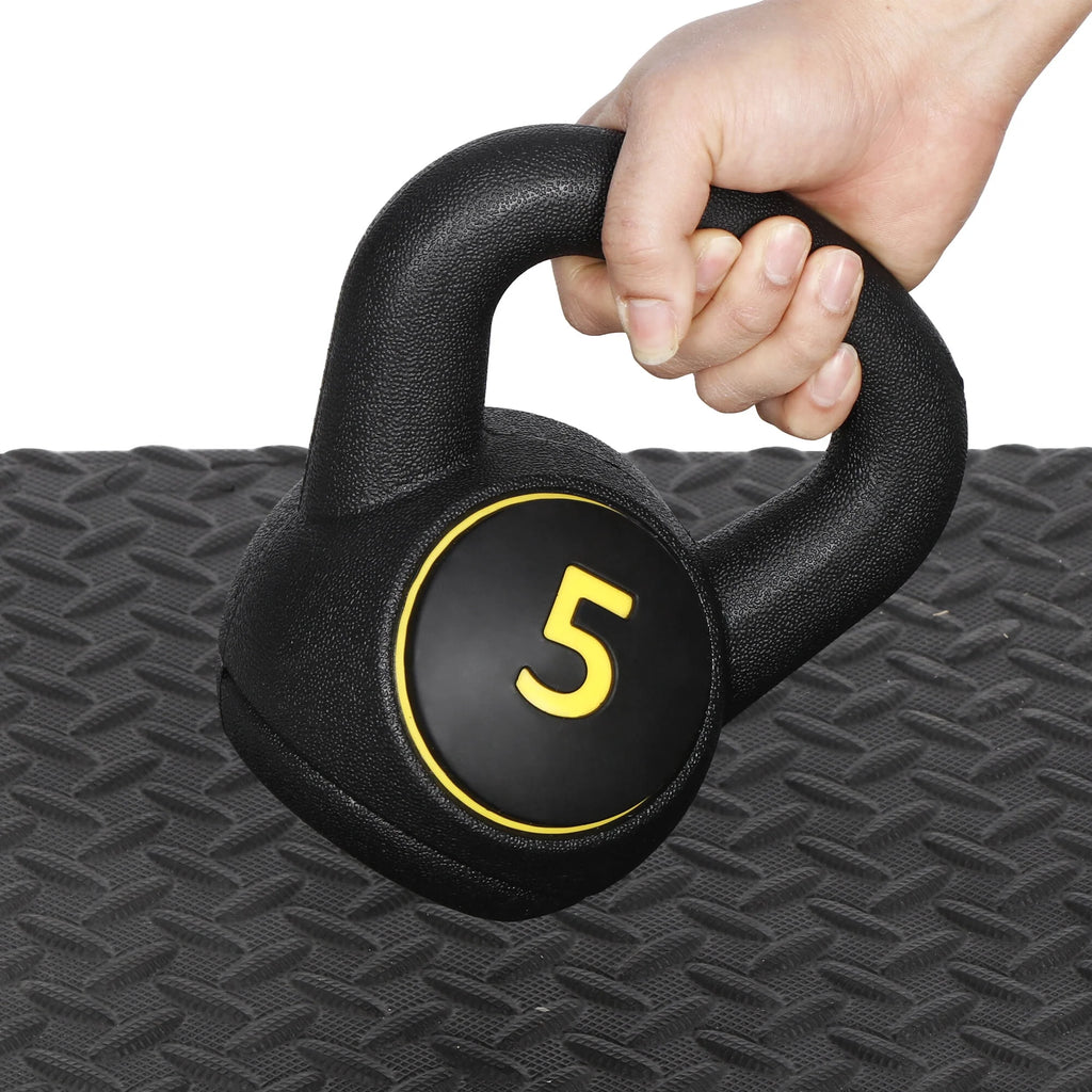3 Piece 5lb 10lb 15lb Kettlebell Set with Storage Rack F702283