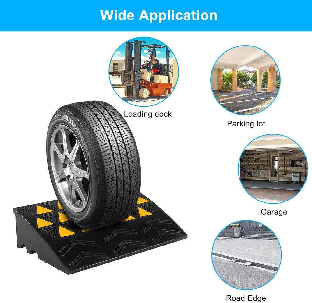 2PCS 6 Rubber Car Curb Ramps, Anti-Slip Heavy Duty Threshold Ramp with Expansion Bolts C2878