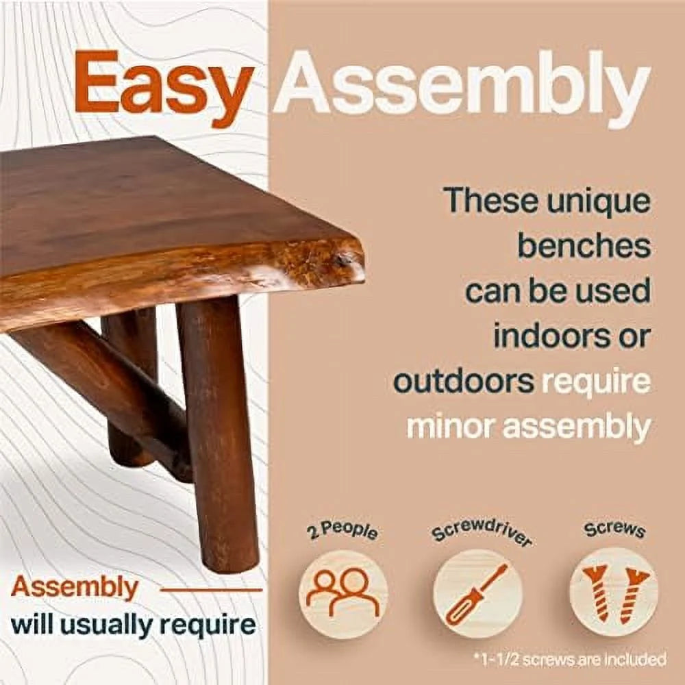 Rustic Pine & Cedar Wood Bench I70610