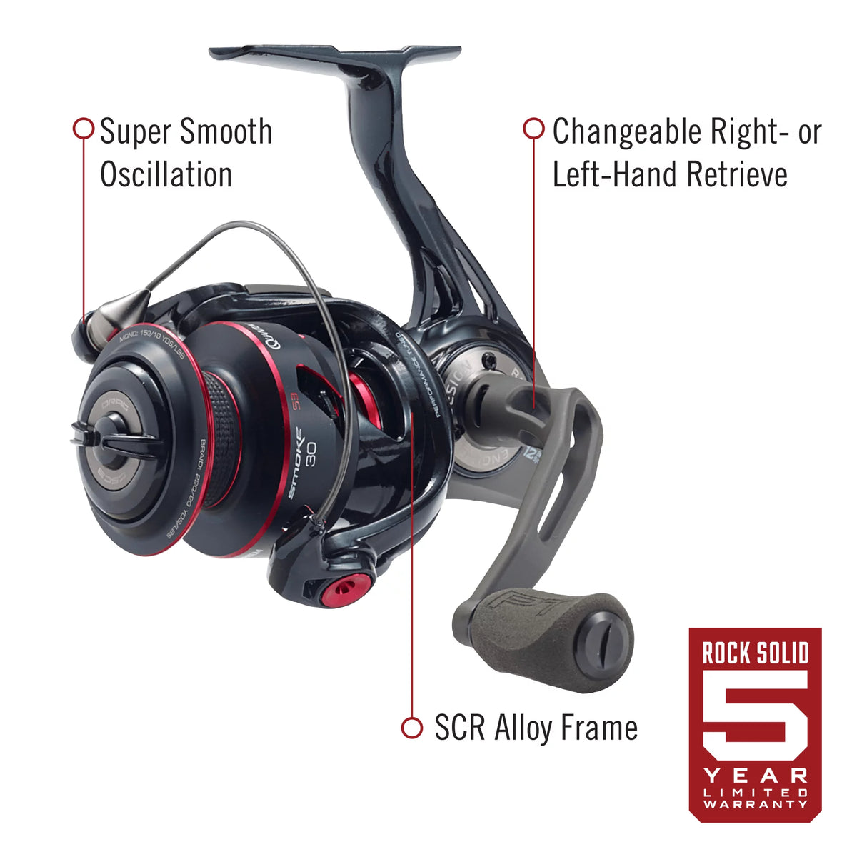 Black Size 30 Spinning Fishing Reel with 6.0:1 Gear Ratio N4059