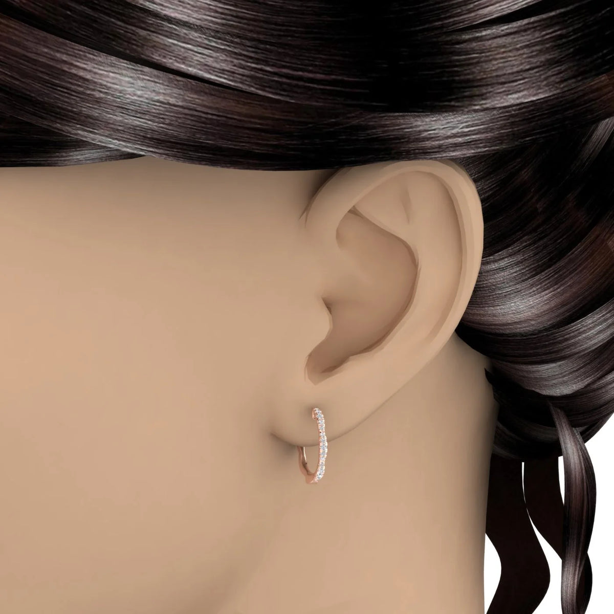 1/4 Carat Diamond Hoop Earrings in 10K Rose Gold H2234