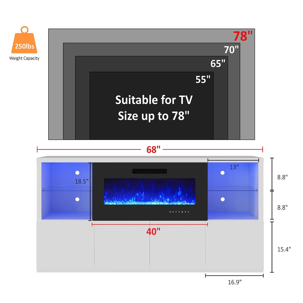 White Electric Fireplace TV Stand up to 75" V57773