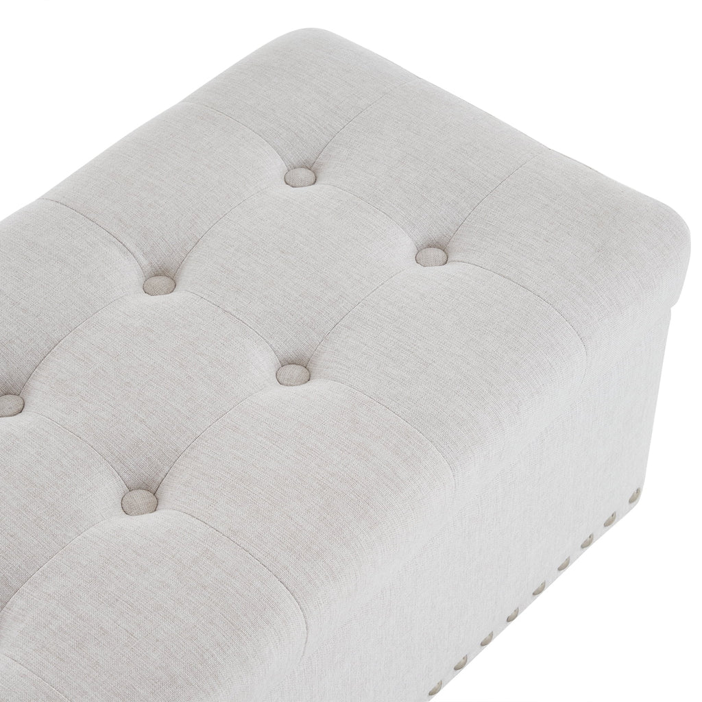 Off-White Linen Upholstered Storage Bench D628252