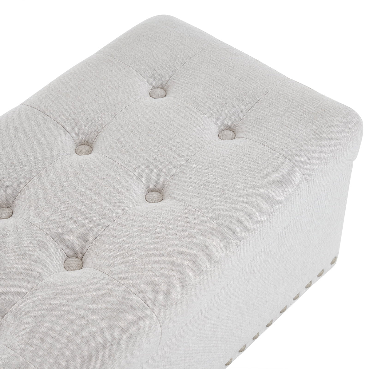 Off-White Linen Upholstered Storage Bench D628252
