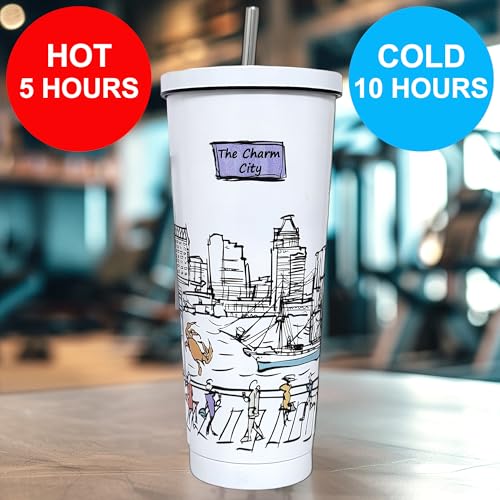 25 Oz Vacuum Insulated Stainless Steel Tumbler with Lids & Straw C321