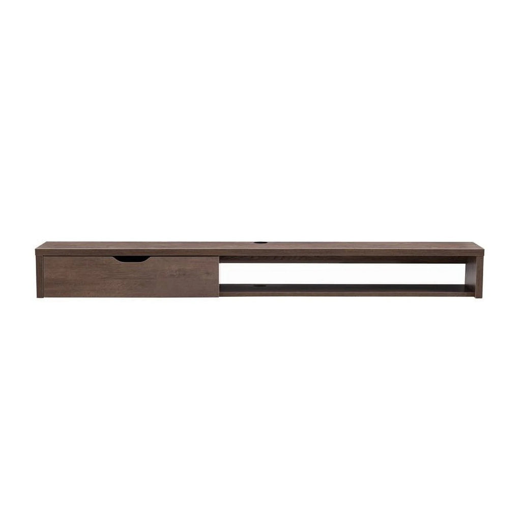 Walnut Oak Wood Floating TV Stand with Storage T294895