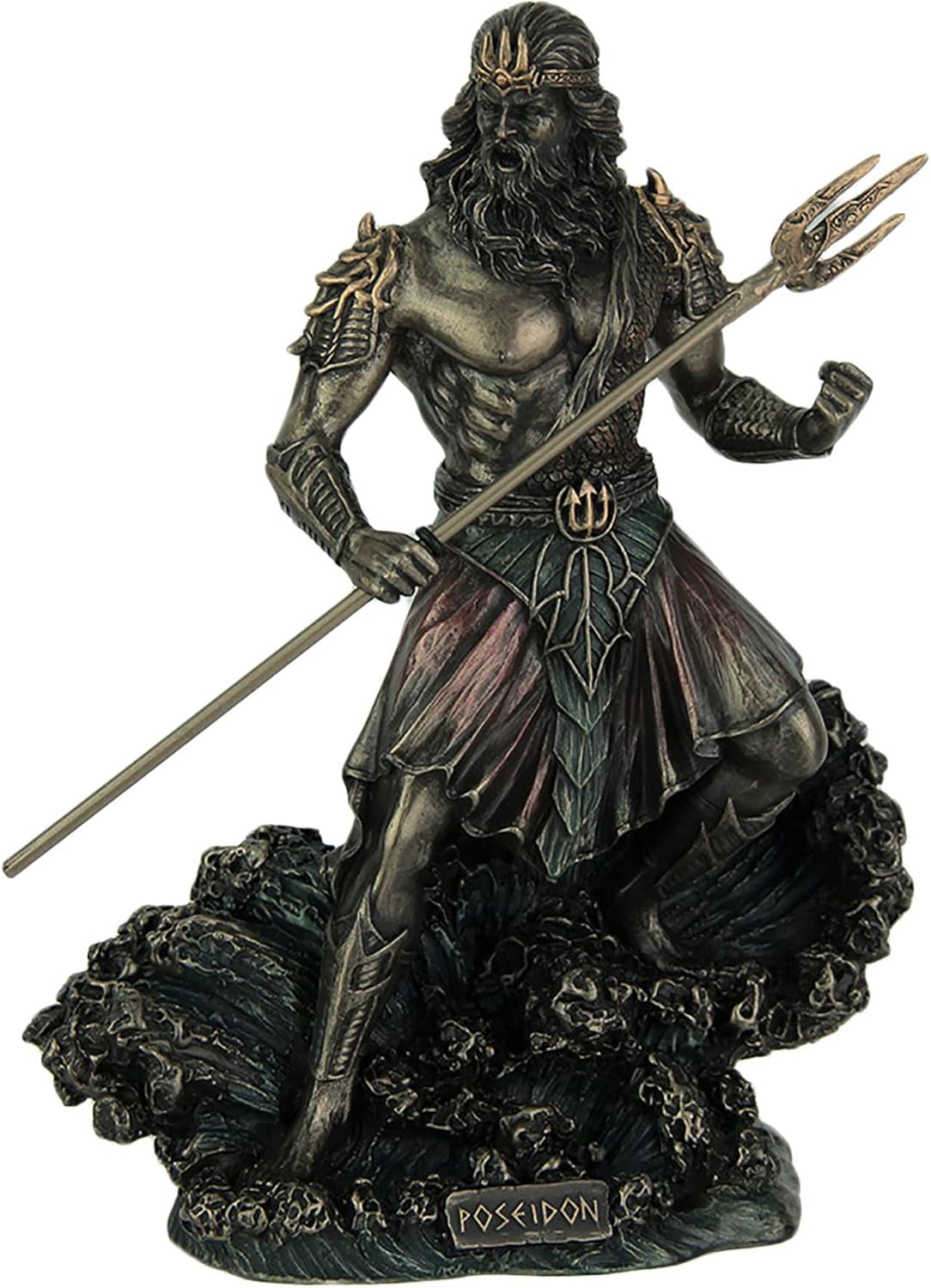 8 Tall Poseidon Statue Cold Cast Resin Antique Bronze Finish Sculpture H727