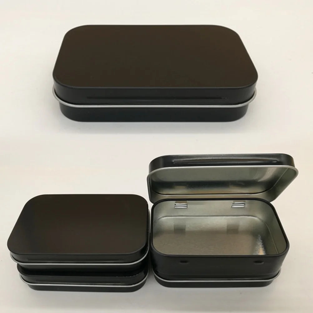 5 PCS Mini Rectangular Tin Storage Boxes with Lids Black J531
