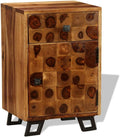 Solid Sheesham Wood Nightstand with Iron Legs and Storage Drawer I842