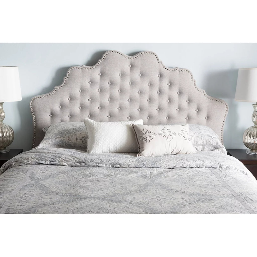 Greyish Beige Fabric Full Size Headboard U128