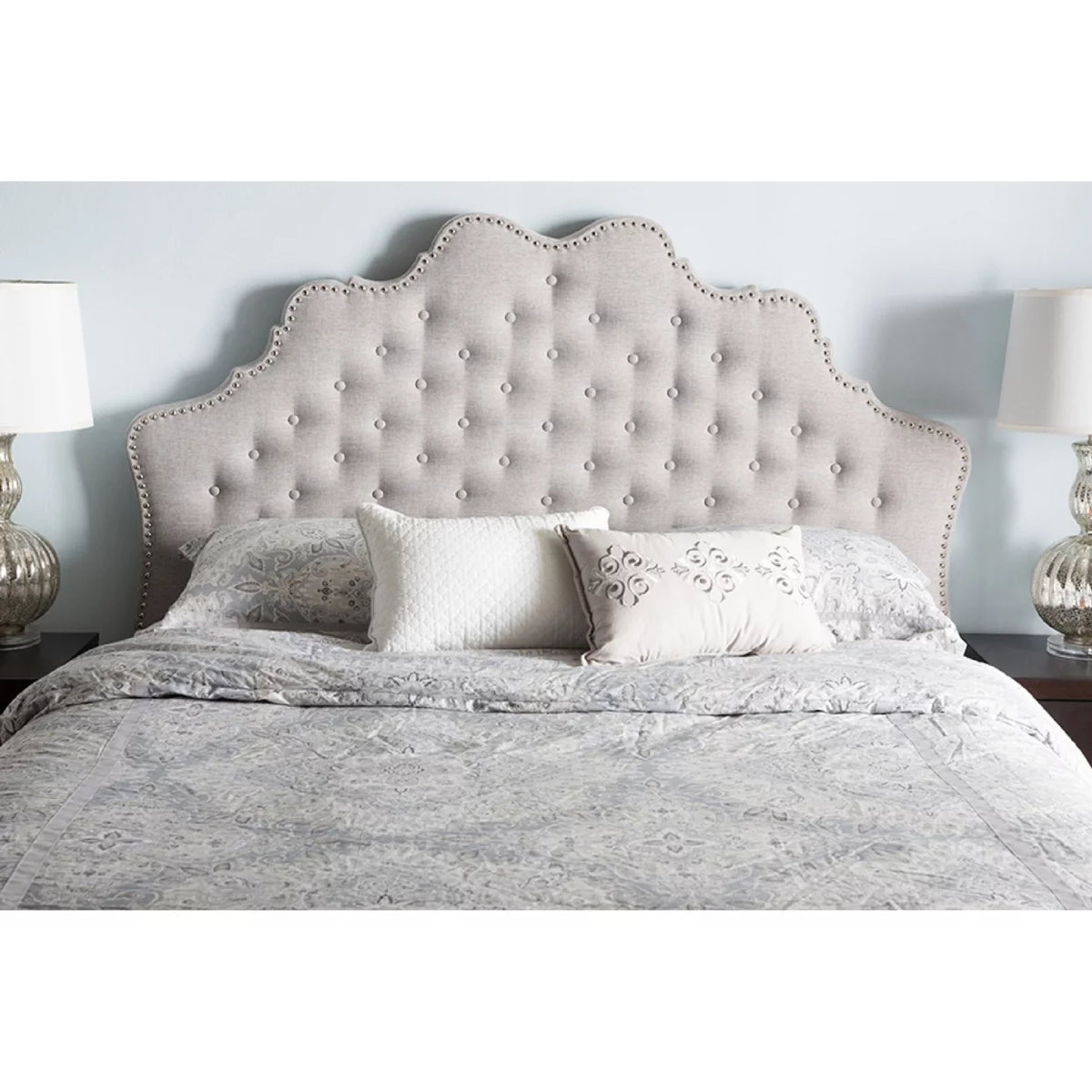 Greyish Beige Fabric Full Size Headboard U128