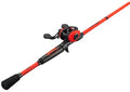 Fluorescent Red Baitcast Reel and Fishing Rod Combo L8377
