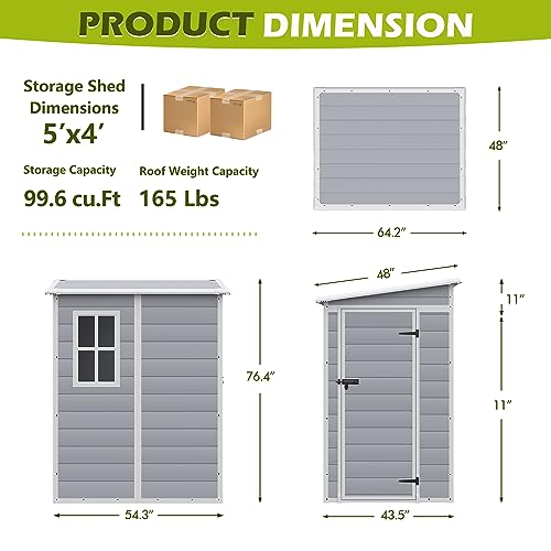6 X 4 FT Resin Outdoor Storage Shed M38846