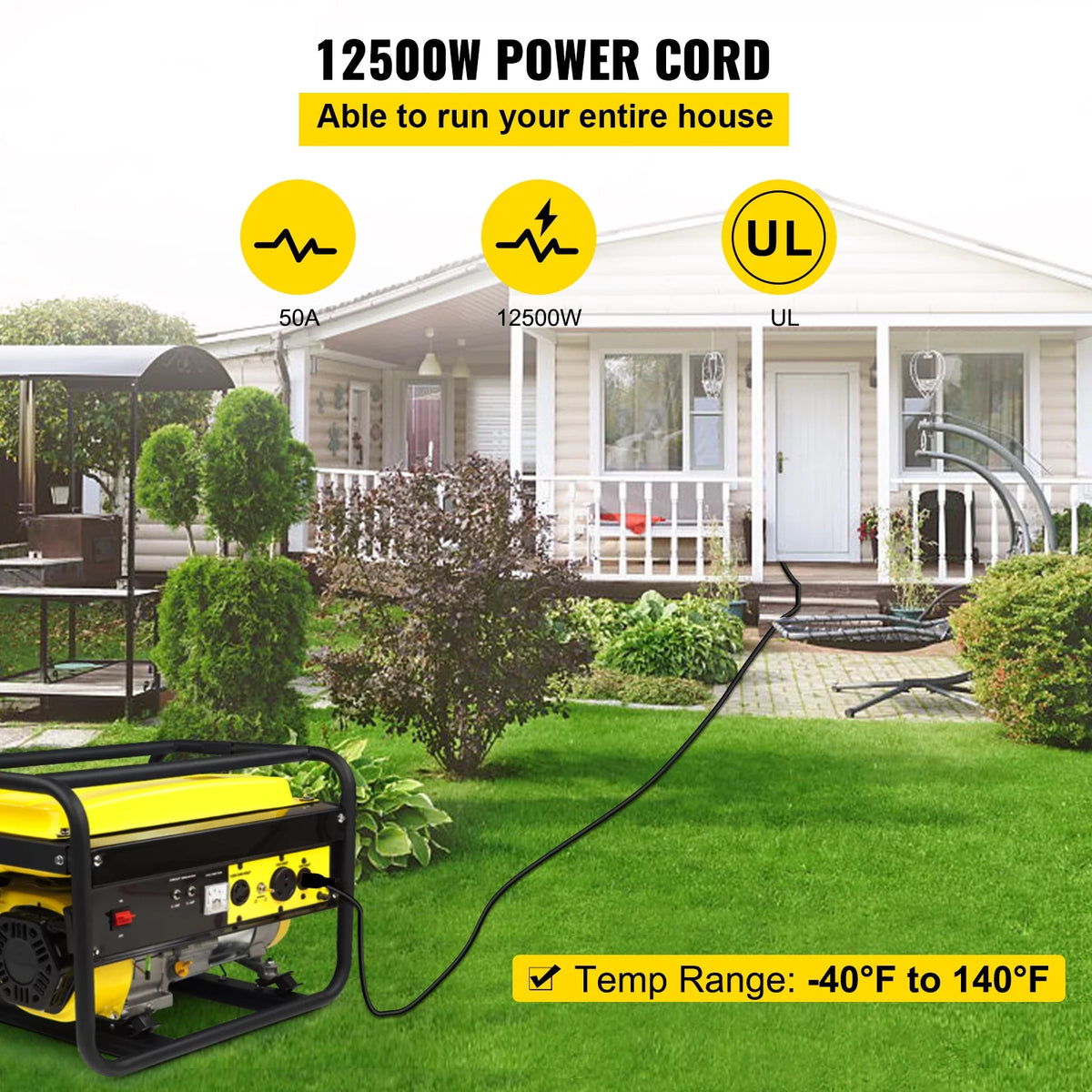 25ft 50Amp STW 6/3+8/1 Electrical Power Cord Z6778