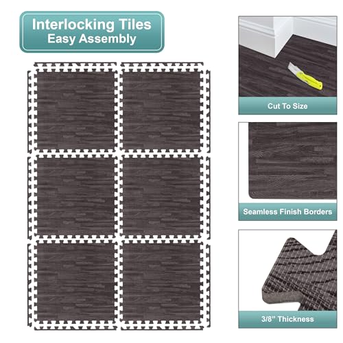 Wood Grain EVA Interlocking Floor Mats with Borders G95471