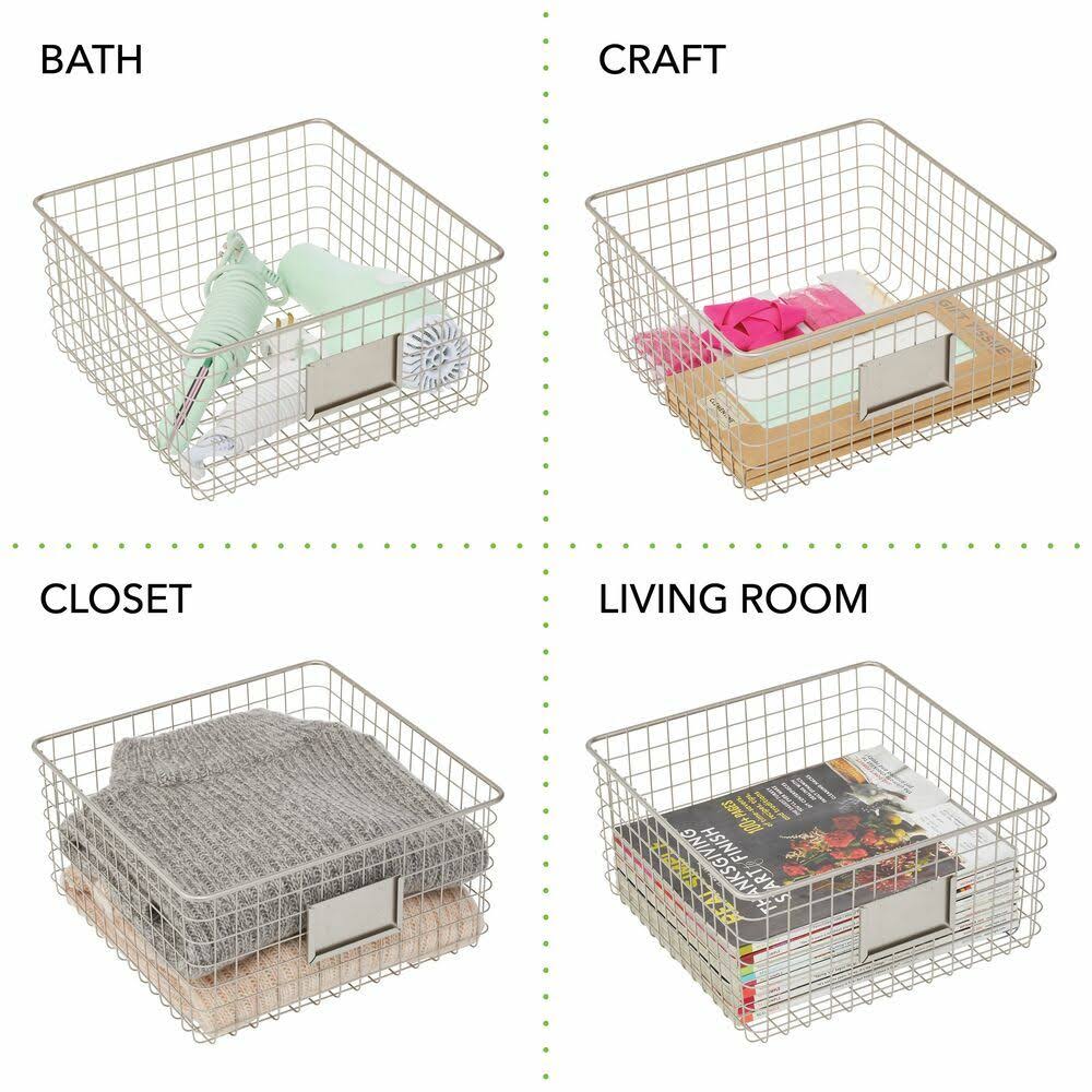 Metal Wire Food Organizer Storage Baskets with Label Slot P9604