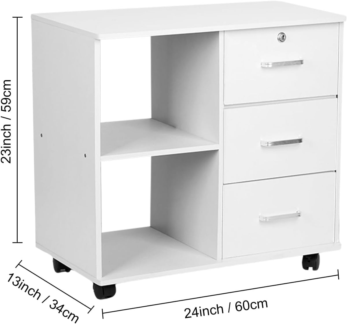 White 3 Drawer Rolling File Cabinet K218523