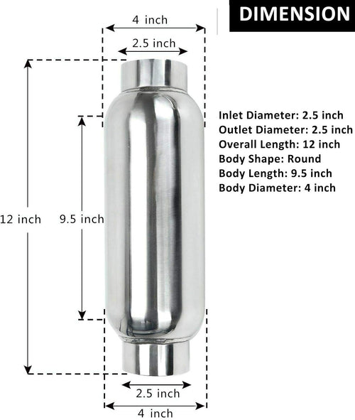2.5 Inch Stainless Steel Weld-on Exhaust Muffler Pack of 2 H335361