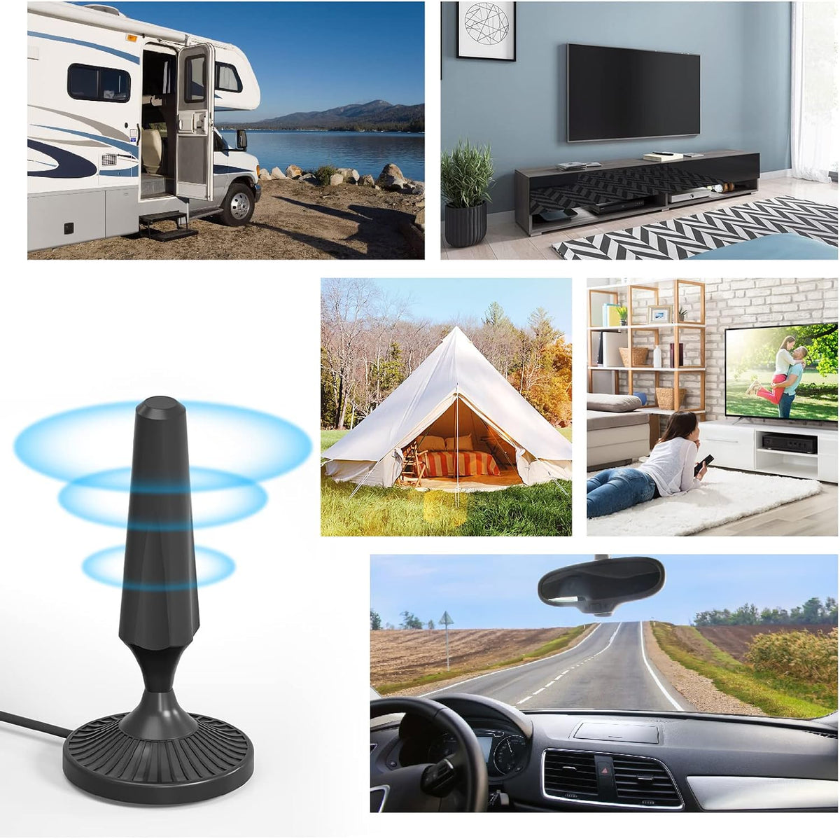 Indoor Amplified HDTV Antenna 300 Miles 4K 1080P with Coax Cable Pack of 2 H796184
