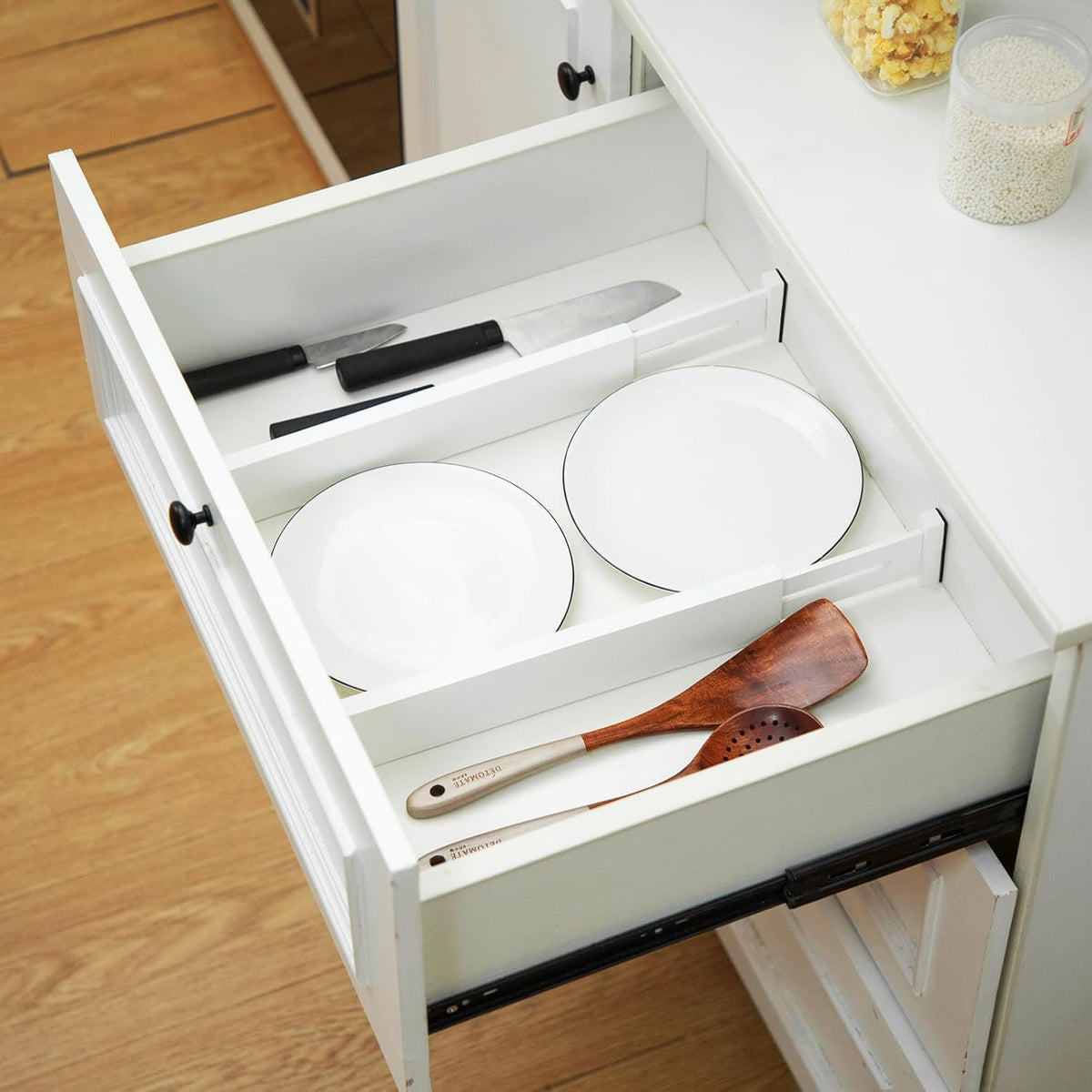 12 Pieces White Expandable Bamboo Drawer Dividers O874399