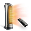 23" 1500W Oscillating Ceramic Space Heater with Timer, Remote, Silver T5956