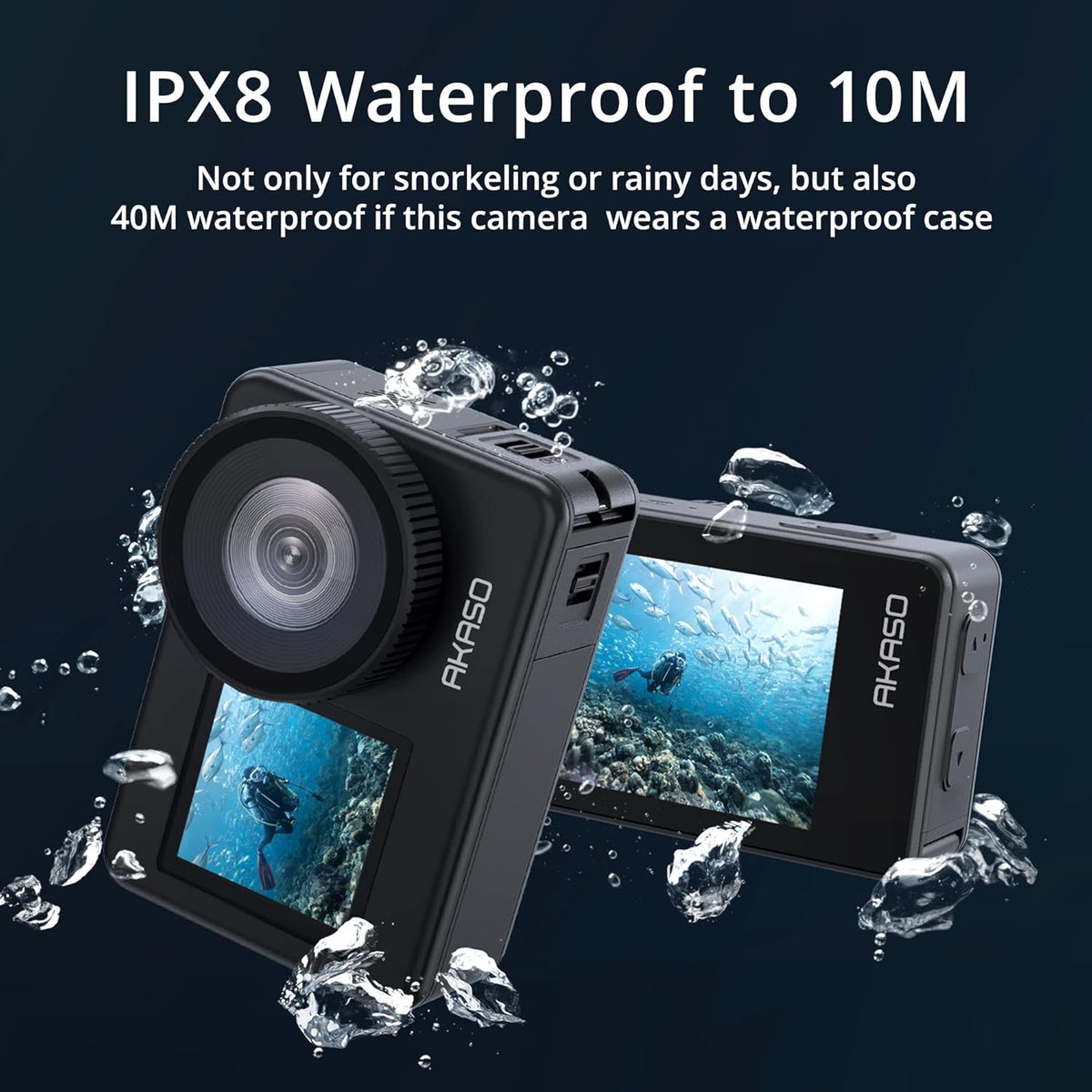 4K30FPS 20MP WiFi Action Camera with Touch Screen IPX8 33FT Waterproof EIS 2.0 Zoom External Mic Voice Control 2X 1350mAh Batteries O77662