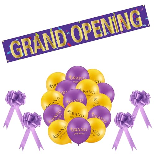 Red Grand Opening Ribbon Cutting Ceremony Kit with 10'' Scissors 40 Pcs Balloons Satin Ribbon Bows Y258