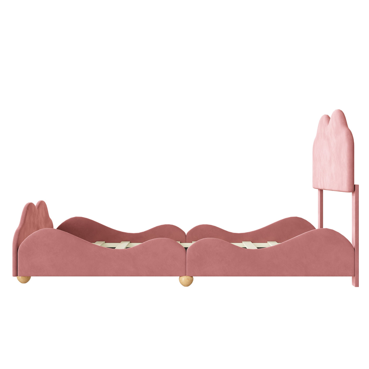 Dark Pink Upholstered Full Size Platform Bed Frame with Headboard D79305
