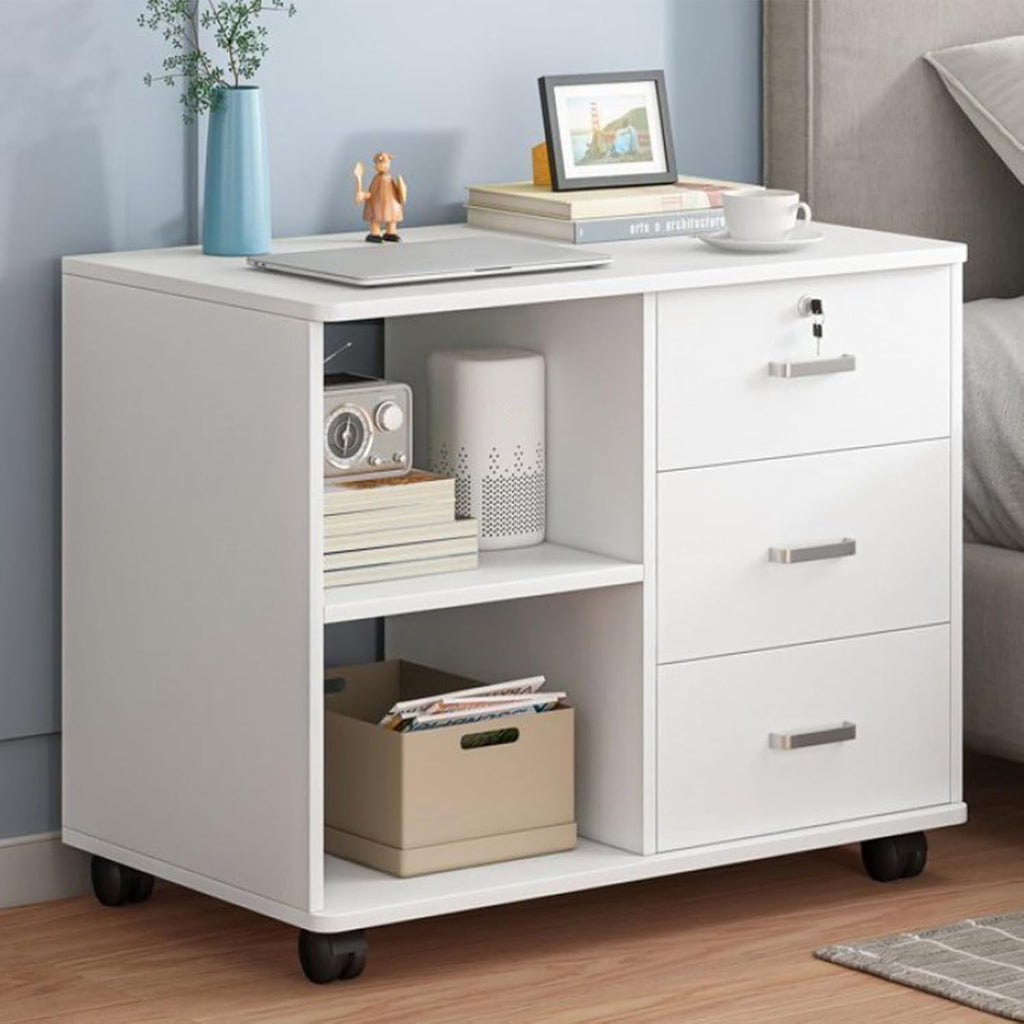 White 3 Drawer Rolling File Cabinet K218523