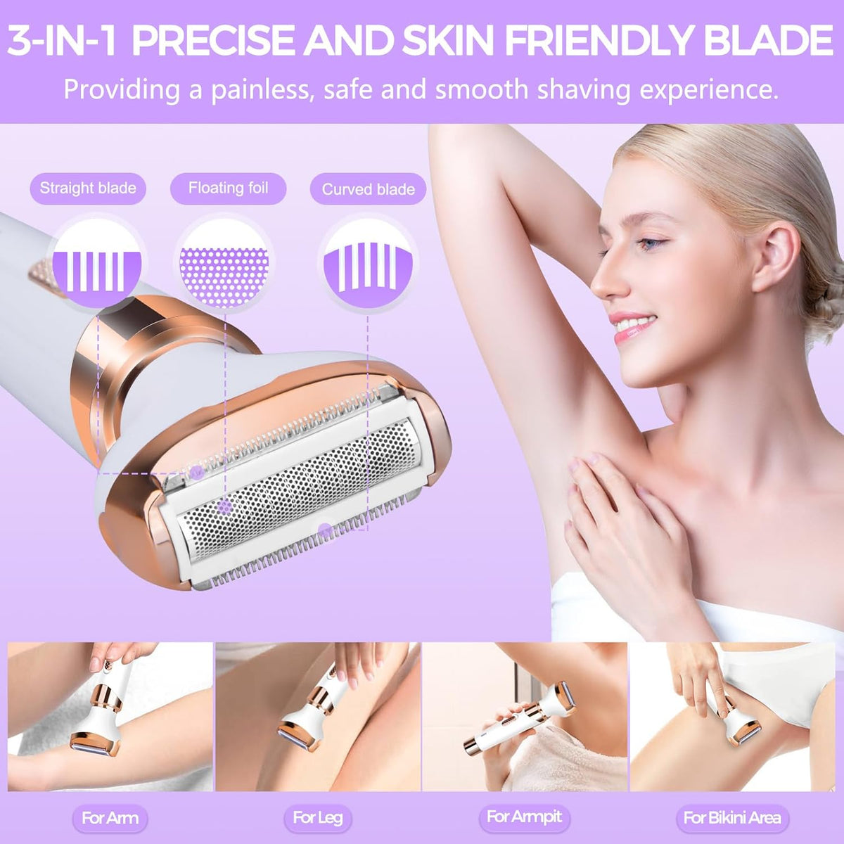 4 in 1 Rechargeable Electric Razor for Women A36608