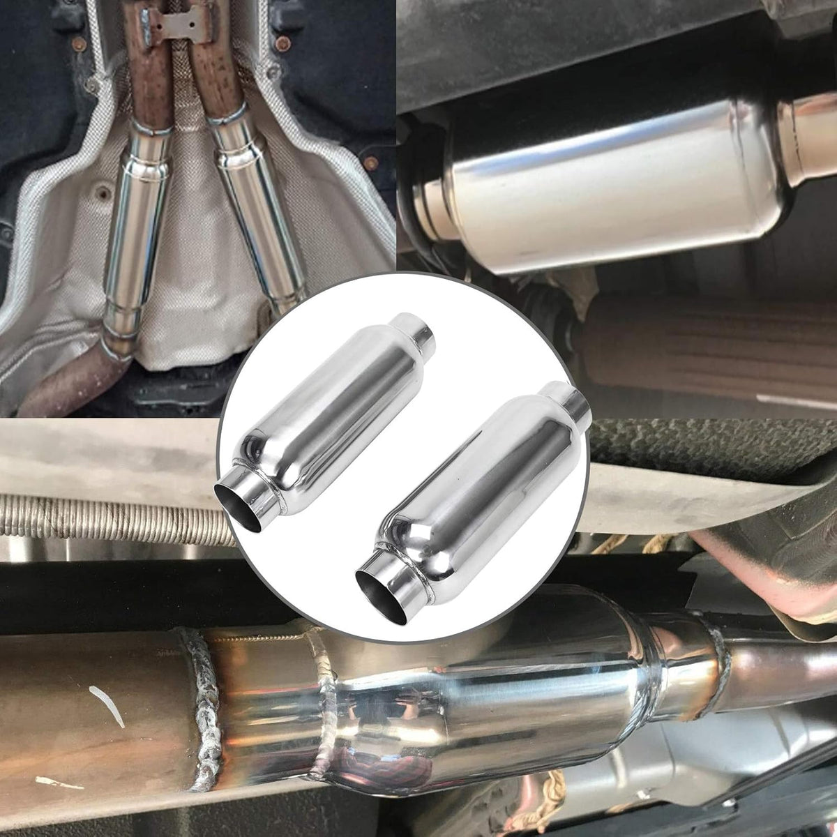 2.5 Inch Stainless Steel Weld-on Exhaust Muffler Pack of 2 H335361