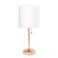 Metal Fabric Lamp with Charging Outlet White Rose Gold Base S578464