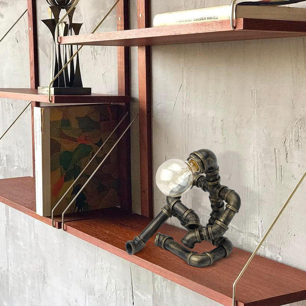 Bronze Iron Pipe Table Lamp with Button Switch V4960
