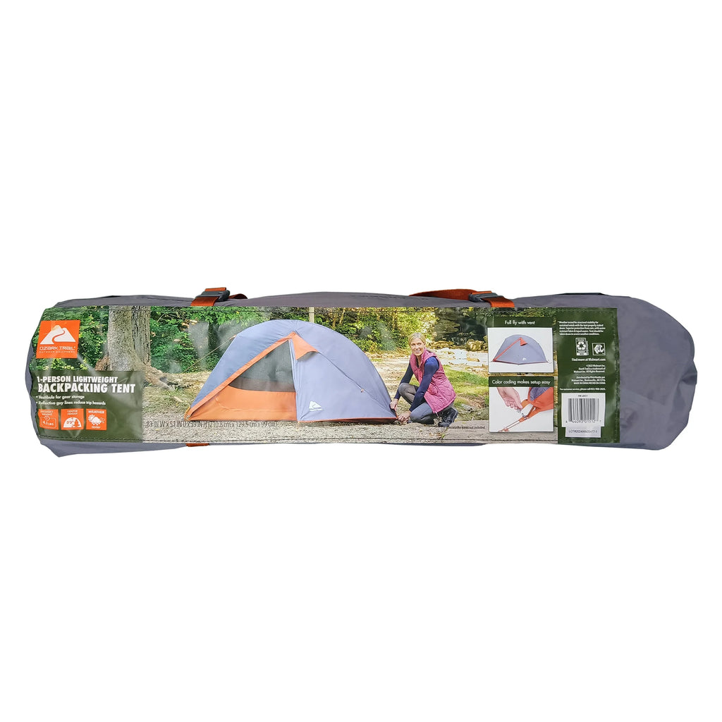1-Person Lightweight Backpacking Tent, Orange C35076
