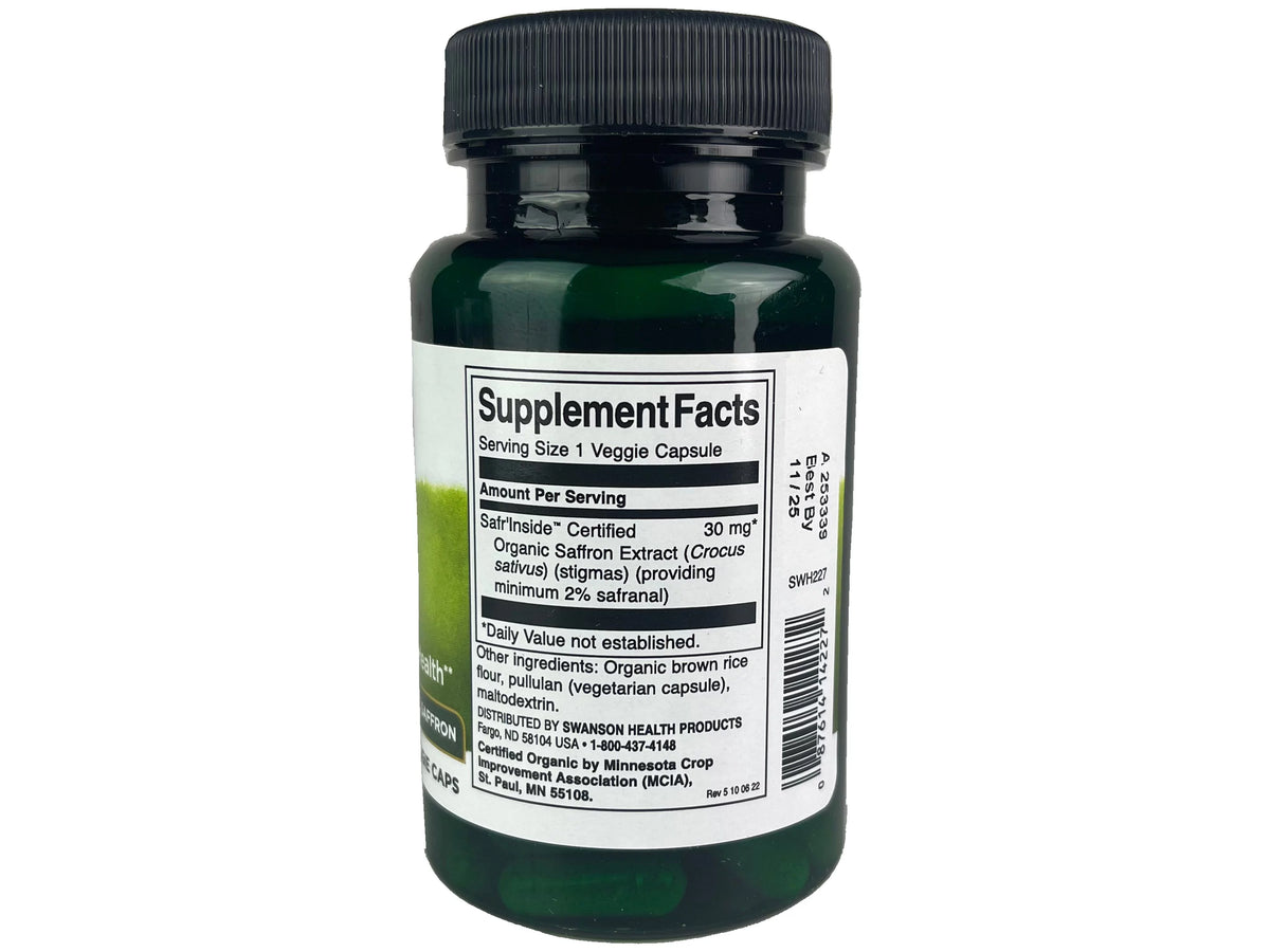 60 Veggie Capsules Saffron Extract Herbal Supplement L998017