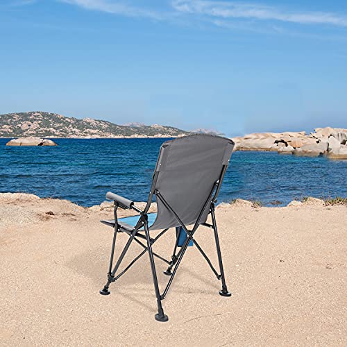 Tan & Gray Heavy-Duty Folding Camping Quad Chair with Cup Holder B721765