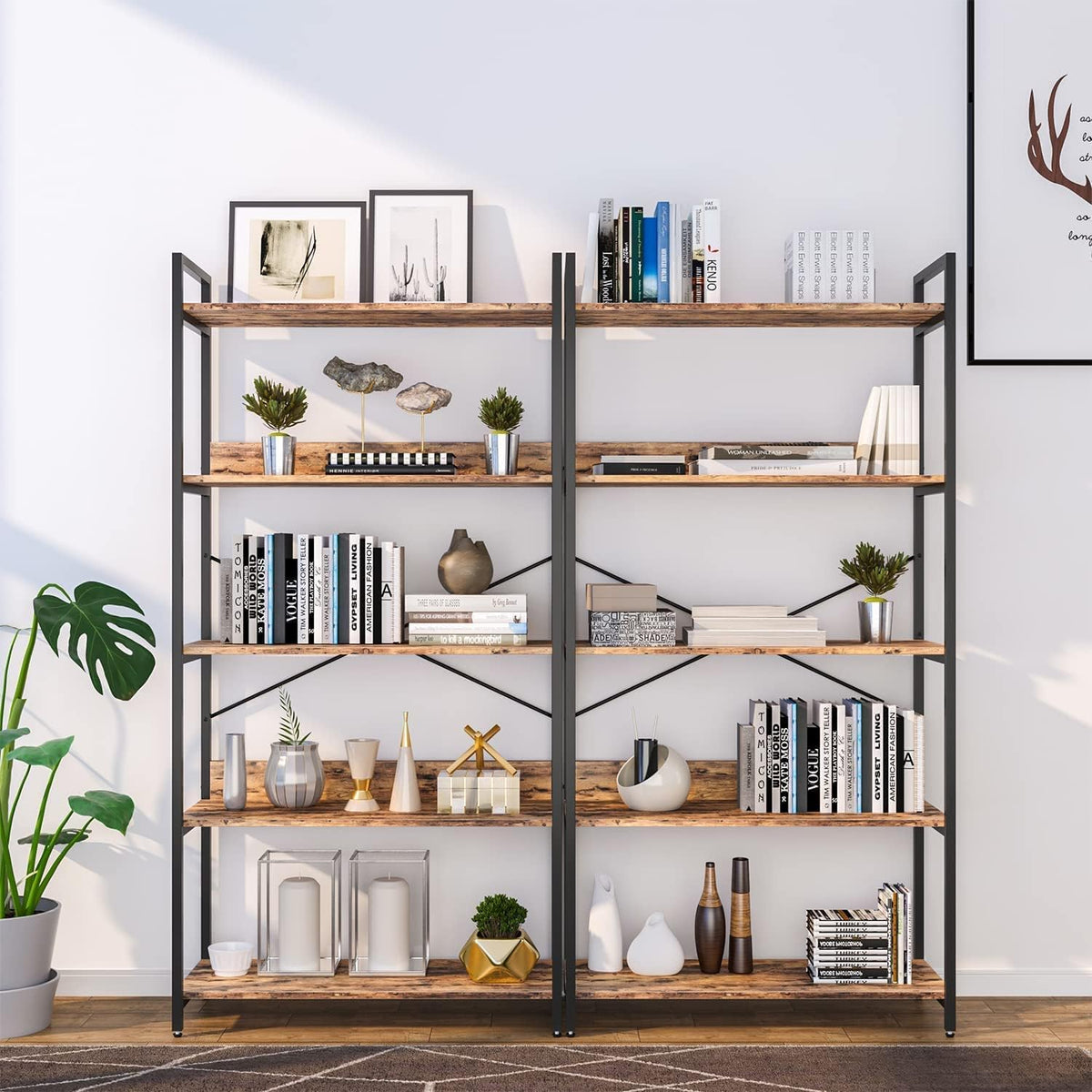 4 Tier Wood and Metal Bookshelf Y26893