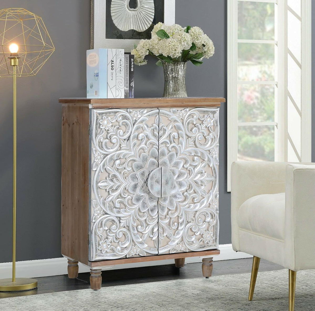 Blue Teal Storage Cabinet with 2 Doors B446