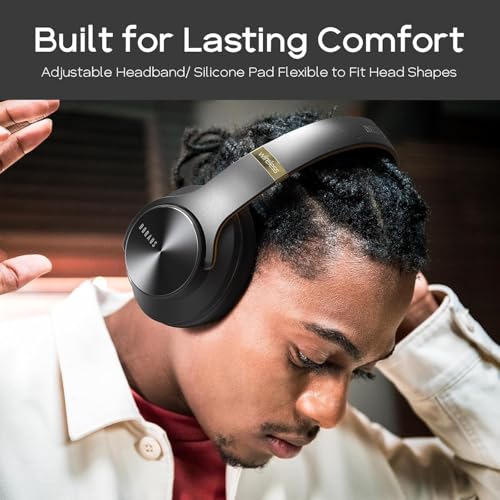Bluetooth Headphones Over Ear, 90 Hours Playtime, Wireless, Noise Isolating, HiFi Stereo, Black Q55175