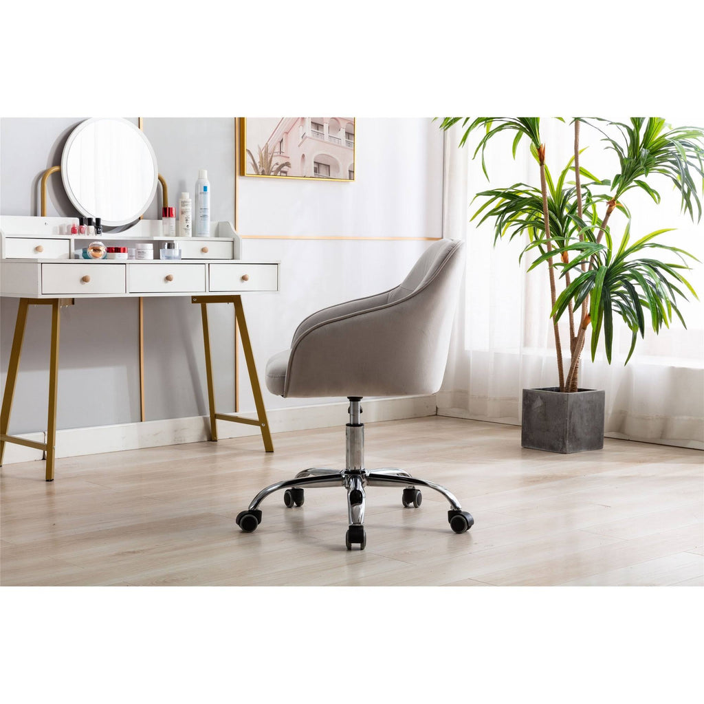 Velvet Upholstered Swivel Tufted Adjustable Height Task Chair W9977