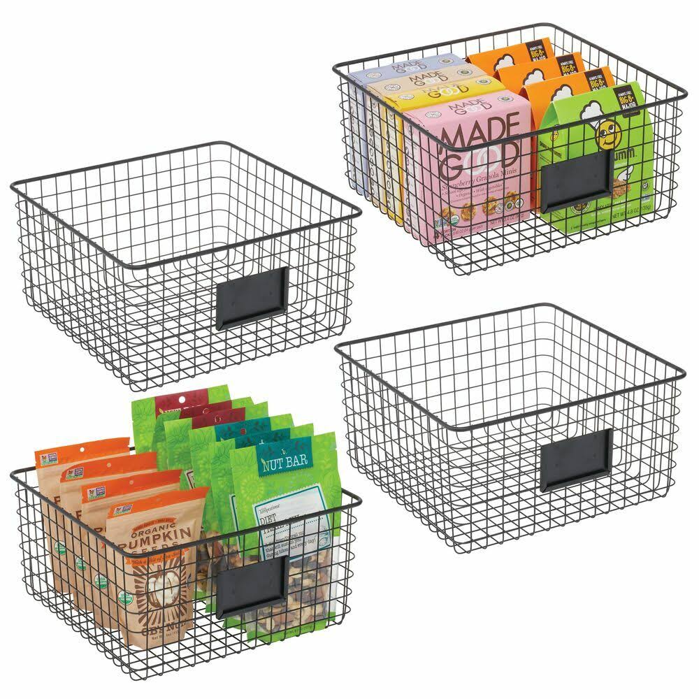 Metal Wire Food Organizer Storage Baskets with Label Slot P9604