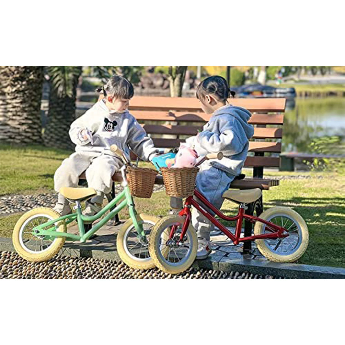 12 Inch Kids Balance Bike with Basket, Peach U886