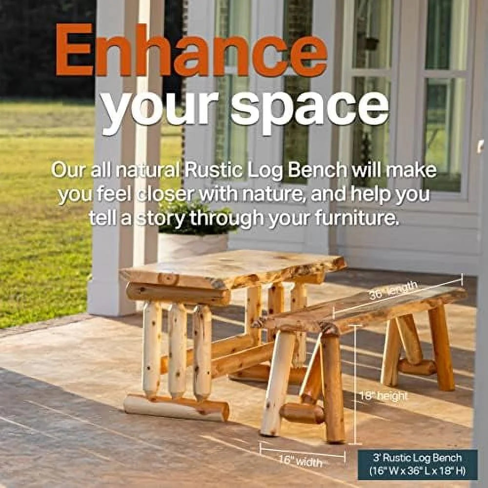 Rustic Pine & Cedar Wood Bench I70610