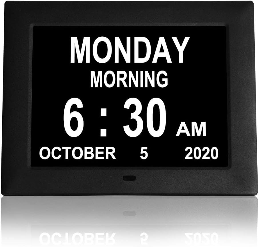 Digital Day Clock 8 Alarms Auto-Dimming Extra Large D632